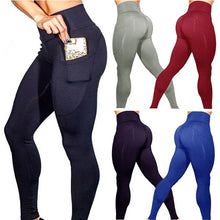 Load image into Gallery viewer, New High Waist Pocket Sports Legging Women Solid Push Up Yoga Pants Elastic Fitness Gym Leggings Female Training Energy Tights