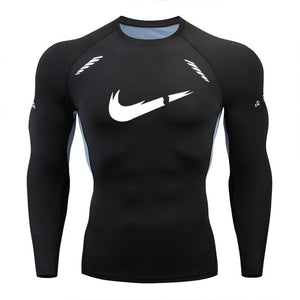 2019 new men's compression long-sleeved shirt men's tight-fitting T-shirt sports tights fitness gym training shirt brand