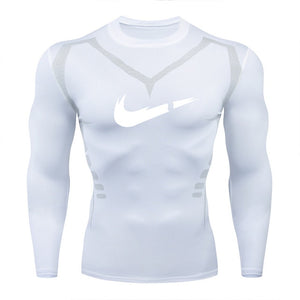 2019 new men's compression long-sleeved shirt men's tight-fitting T-shirt sports tights fitness gym training shirt brand