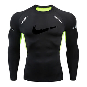 2019 new men's compression long-sleeved shirt men's tight-fitting T-shirt sports tights fitness gym training shirt brand