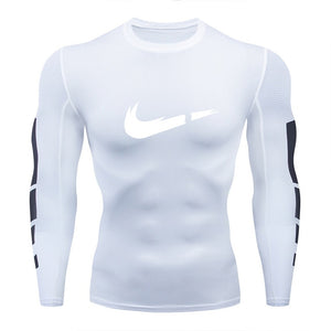 2019 new men's compression long-sleeved shirt men's tight-fitting T-shirt sports tights fitness gym training shirt brand