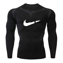 Load image into Gallery viewer, 2019 new men&#39;s compression long-sleeved shirt men&#39;s tight-fitting T-shirt sports tights fitness gym training shirt brand