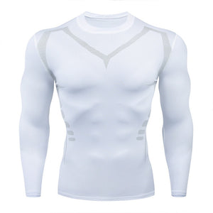 2019 new men's compression long-sleeved shirt men's tight-fitting T-shirt sports tights fitness gym training shirt brand