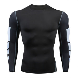 2019 new men's compression long-sleeved shirt men's tight-fitting T-shirt sports tights fitness gym training shirt brand