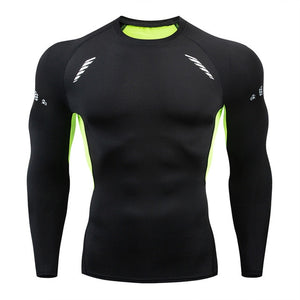 2019 new men's compression long-sleeved shirt men's tight-fitting T-shirt sports tights fitness gym training shirt brand