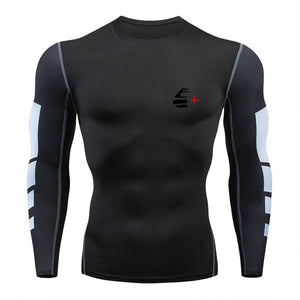 2019 new men's compression long-sleeved shirt men's tight-fitting T-shirt sports tights fitness gym training shirt brand