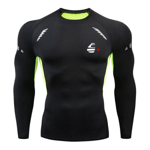 2019 new men's compression long-sleeved shirt men's tight-fitting T-shirt sports tights fitness gym training shirt brand