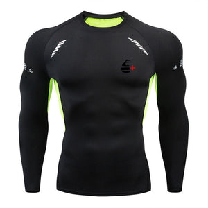 2019 new men's compression long-sleeved shirt men's tight-fitting T-shirt sports tights fitness gym training shirt brand