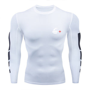 2019 new men's compression long-sleeved shirt men's tight-fitting T-shirt sports tights fitness gym training shirt brand