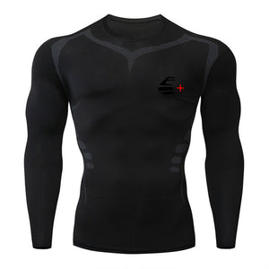 2019 new men's compression long-sleeved shirt men's tight-fitting T-shirt sports tights fitness gym training shirt brand