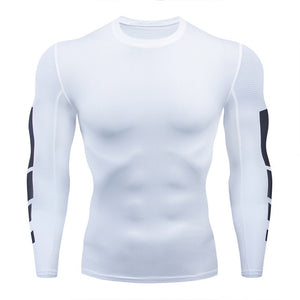 2019 new men's compression long-sleeved shirt men's tight-fitting T-shirt sports tights fitness gym training shirt brand