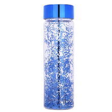 Load image into Gallery viewer, Behogar 600ml Double Layer Glitter Plastic Water Drinking Bottles for Sports Fitness Gym Exercise Travel School Office